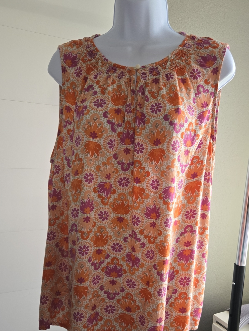 croft & barrow Orange and Pink Floral Sleeveless Camisole